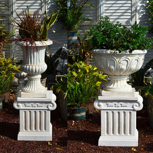 Vaso da <span class=keywords><strong>Fiori</strong></span> Grande con Base a Colonna Romana in Ossido di Magnesio Fatto a Mano in Stile Europeo, Centrotavola Decorativo per <span class=keywords><strong>Villa</strong></span> - Product Image 5