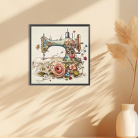 Kit de broderie diamant 5D DIY 40x40cm pour machine à coudre, avec strass ronds complets, motif floral vintage, mosaïque artistique, décoration murale, cadeau artisanal