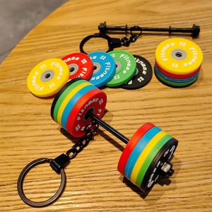 Porte-clés populaire de la série Fitness, mini-plateau d'haltère détachable, porte-clés en métal épais et exquis - Product Image 6