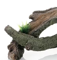Décoration d'aquarium en résine en forme de bois flotté, cachette pour reptiles avec plantes artificielles pour aquarium, terrarium de dragon barbu, gecko, lézard
