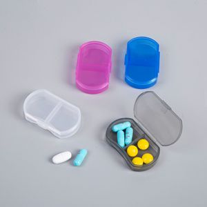 Pastillero portátil de dos compartimentos, caja de almacenamiento de medicamentos a prueba de polvo, sellada, de plástico transparente, para uso diario - Product Image 1