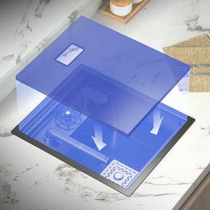 Fregadero Pequeño Individual de Acero Inoxidable 304 Nano Oculto con Tapa para Isla de Cocina, Ahorro de Espacio - Product Image 4