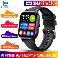 Nouvelle montre connectée C23, écran HD 2.01 pouces, montre de sport tendance, podomètre, moniteur de fréquence cardiaque, surveillance de la glycémie