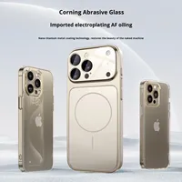 Coque de téléphone magnétique givrée en verre AG mat couleur originale avec film de protection d'objectif pour iPhone 15 16 17 Pro Max 17 Pro en PC