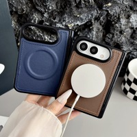 Étui de protection magnétique en cuir PU grainé avec charnière pour iPhone Duo 18, coque antichoc à rabat pour iPhone Duo Ultra