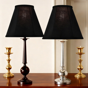 Abat-jour en tissu noir de 12 pouces, style contemporain fait main, installation facile, accessoire de lampe - Product Image 3