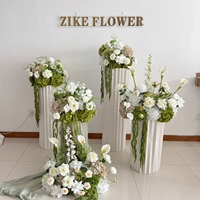 Feesttafels Bruiloft Bloemstukken Witte en Groene Rozen Kunstbloemen Roze Bloembol Bloemdecoratie voor Evenementen