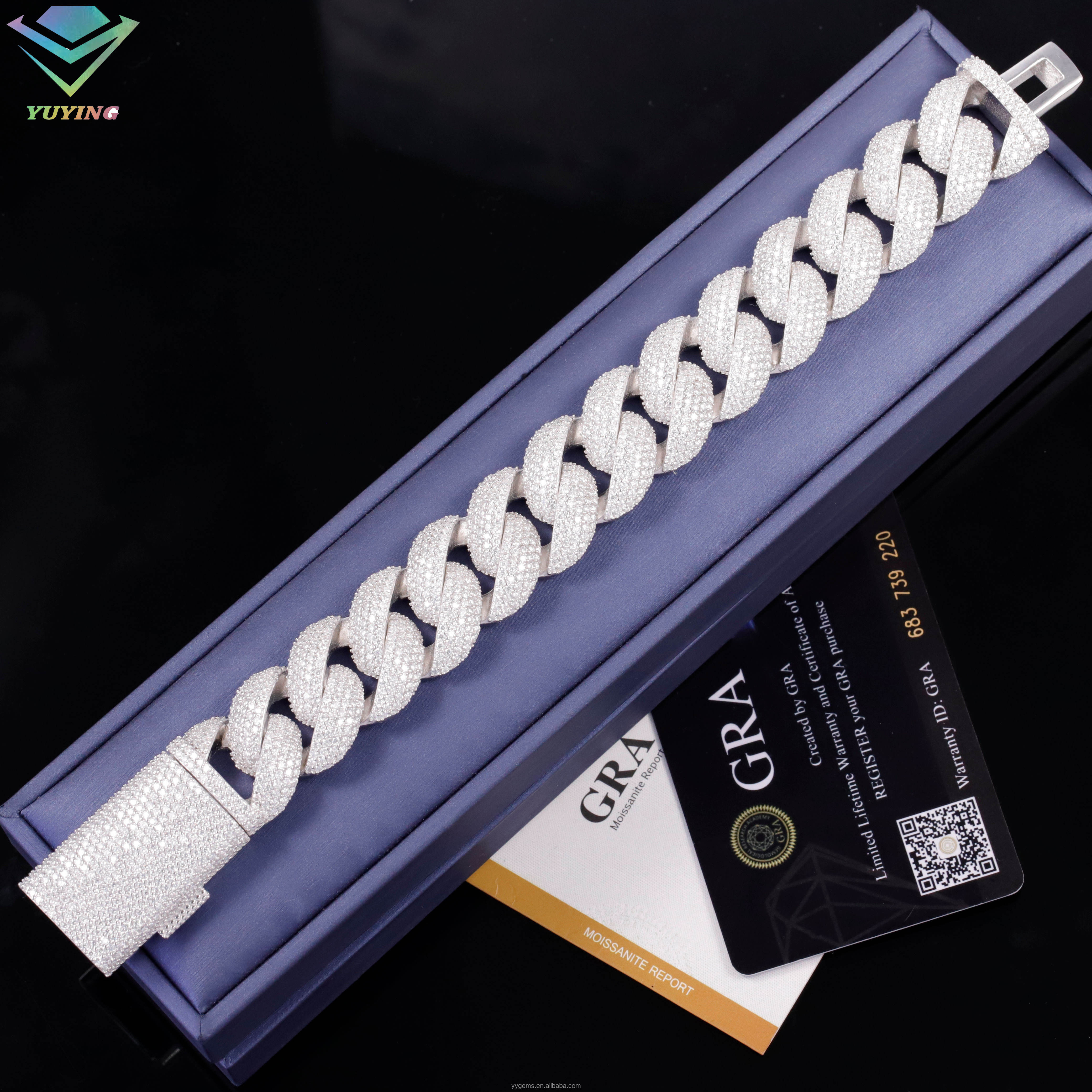 Bracelet cubain courbé blanc-22 mm