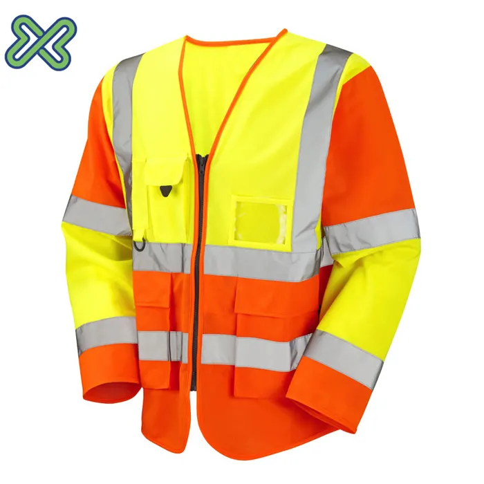 سترة سلامة بأكمام طويلة عاكسة من Hi vis مع جيوب