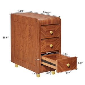 Nightstand with Drawers, Narrow <strong>Bedside</strong> <strong>Table</strong> with Storage, Country Style Side <strong>Table</strong> with Drawers <strong>Skinny</strong> Night Stand End <strong>Table</strong> - Product Image 6