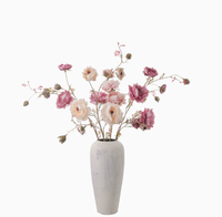 8 fleurs artificielles de rose Lefi Lulian faites à la main, style européen, pour la décoration de la maison, décoration murale de mariage, nouvel an - Matière plastique