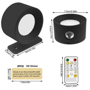 Applique murale rechargeable à piles, lampe LED magnétique avec télécommande, 3 modes de couleur, rotation à 360°, <span class=keywords><strong>veilleuse</strong></span> moderne - Product Image 5