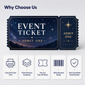 Boletos de Admisión Personalizados de Fábrica, Impresos a Todo Color, con Talón Perforado, Código QR y Código de Barras <span class=keywords><strong>para</strong></span> Eventos - Product Image 3