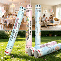 Canon à Confettis de 45 cm pour Révélation du Sexe – Cylindre de Feux d'Artifice Portatif en Papier Coloré à Manivelle pour Fêtes