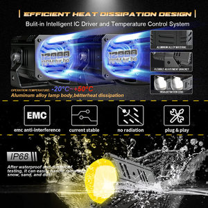 Faro Delantero LED <span class=keywords><strong>para</strong></span> Motocicleta, Luces Auxiliares, Luces de Conducción, Luces Antiniebla Altas/Bajas, Súper Brillantes, 100 W, 6000 K, 12 V, 24 V - Product Image 5