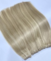 Extensions de cheveux naturels Remy vierges russes blonds lisses en gros, double épaisseur, pour salon de coiffure
