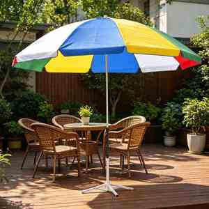 Outdoor Commercial Stall Parasol 170cm Radius, Rust Proof Galvanized Metal <b>Pole</b> <b>Garden</b> Beach Shade Sun Umbrella - Product Image 1