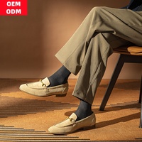 Mocassins en daim personnalisés avec logo, chaussures de conduite pour hommes, en cuir véritable, chaussures habillées décontractées pour hommes