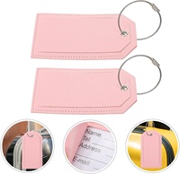 Étiquette de bagage vierge en cuir PU avec boucle dorée, cordon métallique, porte-cartes d'embarquement et de données d'identité, et étiquette d'adresse pour la confidentialité des bagages