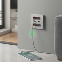 Prise murale USB rétractable multifonctionnelle 20W à charge rapide pour téléphone portable, prise universelle USB type C en verre pour la maison et l'hôtel