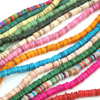 Heishi perles d'espacement-rose violet bleu gris teint nacre perles de coquille de mer pour bijoux à bricoler soi-même 4mm 6mm 8mm, 40CM