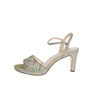 Menbur Women's <b>Heeled</b> Sandal 23683 Grey Sparkle <b>Ankle</b> <b>Strap</b> <b>Platform</b> - Product Image 1