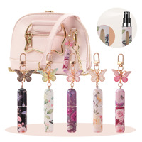 Mini flacon de parfum de voyage rechargeable à motif floral papillon, porte-clés atomiseur de parfum, pendentifs porte-clés