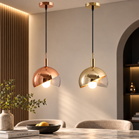 Suspension nordique moderne en verre, luminaire minimaliste à tête unique en or rose pour salle à manger
