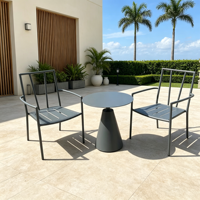 Ensemble de chaise de jardin et table basse ronde en aluminium léger et moderne pour patio de villa