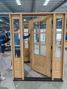 <span class=keywords><strong>Porte</strong></span> prémontée <span class=keywords><strong>en</strong></span> fibre <span class=keywords><strong>de</strong></span> verre avec 2 veilleuses, marron teinté, encastrée avec Alu. Lite entre le double verre clair trempé - Product Image 2