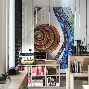 Foshan Supplies Customized Pattern Hand-cut Glass Art Mural Wall <strong>Mosaic</strong> <strong>Tiles</strong> <strong>Craft</strong> for Home Office Living Room Hotel Project - Product Image 1