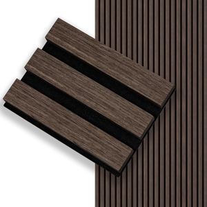 FEYT Black Walnut Veneer MDF Akupanel Wood Slat Acoustic Panel Wooden Sound-absorbing Panels <strong>for</strong> Living Room <strong>TV</strong> Background <strong>Wall</strong> - Product Image 1