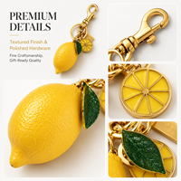 Porte-clés en résine en forme de citron, pendentif réaliste, breloque de sac, porte-clés de voiture pour femme, cadeau de couple, accessoire d'été, prêt à expédier