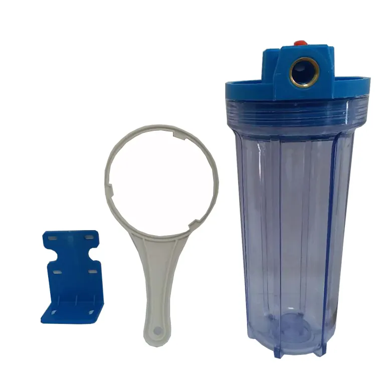 Filtro de água transparente tipo a, carcaça de filtro azul de 10 polegadas com interface 1/2