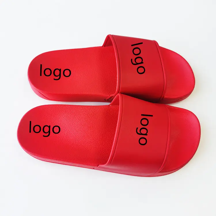 Logo Kustom Jepang Pria Sandal Selop Merah PVC Pria Sandal Pantai Luar Ruangan Kedap Air Modis Anti-selip Musim Panas