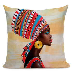 Phụ nữ Châu Phi sơn dầu nghệ thuật <span class=keywords><strong>Cushion</strong></span> Cover có thể giặt sofa ném gối trường hợp Đối với trang trí ngôi nhà - Product Image 4