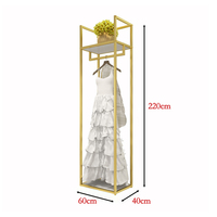 "Présentoir de vêtements au détail à la mode présentoir en or pour robe de mariée présentoir pour magasin porte-vêtements en métal doré"
