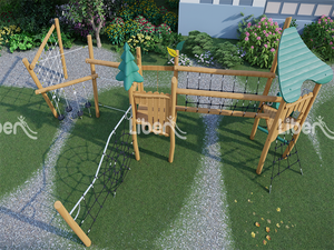 Vườn Playhouse trẻ em ngoài trời của trò chơi bằng gỗ bán buôn trẻ em ngoài trời thiết bị sân chơi với thép không gỉ trượt - Product Image 3