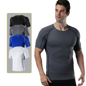 Uomo Base Layer Sport Compression <span class=keywords><strong>Skinny</strong></span> T shirt Running ciclismo stretto manica corta Bottoming Top Gym Outdoor Fitness Training - Product Image 1