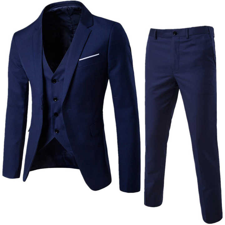 2025 Men Suit Set Men's Threepiece Business Professional Suit Korean