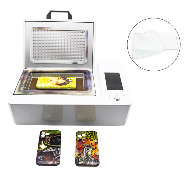 A Set Phone case Printer with Heat Transfer Machine 3D Vacuum Printing Machine in Personalized Phone case DIY Machine