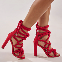 Sandales à lacets pour femmes avec talon épais et lanières en corde, logo personnalisé, chaussures d'été pour femmes