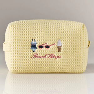 Nuovo Arrivo: <span class=keywords><strong>Borsa</strong></span> <span class=keywords><strong>Organizer</strong></span> per Trucchi in Cotone a Nido d'Ape di Alta Qualità, Stile Estetico Ricamato, con Cerniera, Ideale per l'Estate e la Spiaggia - Product Image 1