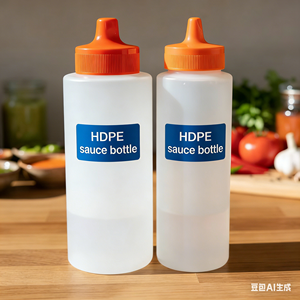 Bouteilles à condiments en plastique HDPE de 250 ml (12 oz) avec bouchon à clapet personnalisé, bouteilles à sauce en plastique - Product Image 2