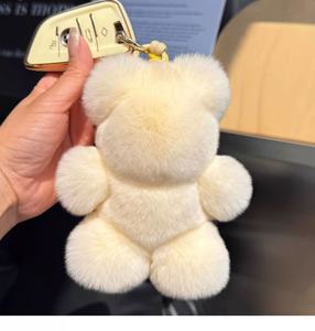 Nouveau fausse fourrure Rex lapin cheveux ours en peluche en peluche porte-clés sac à dos pendentif poupée doux peluche jouet sac breloque moelleux porte-clés - Product Image 6