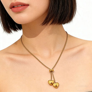 Collar con Colgante en Forma de Corazón Personalizado al por Mayor, Chapado en Oro de 18K, Acero Inoxidable Antideslustre, para Hombre/Mujer, Regalo - Product Image 2