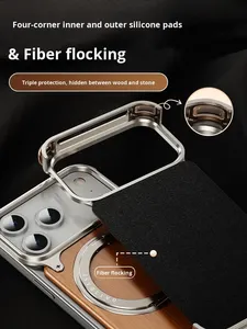 เคสโทรศัพท์สำหรับ <span class=keywords><strong>iPhone</strong></span> 17 Pro Max ดีไซน์เรียบหรู ป้องกันแรงกระแทก รอบด้าน 360 องศา °   เคสโทรศัพท์ไม้เนื้อแข็งพร้อมขาตั้งหมุนได้ - Product Image 3