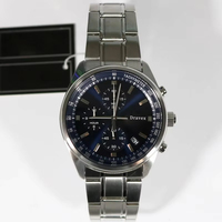 Montre à quartz pour homme avec cadran bleu, cristal saphir, style business, plongeur, triple chronographe, étanche, lumineuse, calendrier, bracelet en acier, décontractée