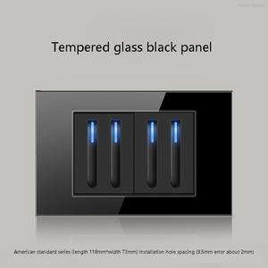 American Standard Wall Switch Socket Type 118 <b>Black</b> Tempered Glass Panel Two-Way Push Reset Button <b>Touch</b> Panel IP20 Switch - Product Image 6