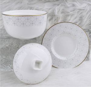 Juego de Platos y Tazones de Porcelana Azul con Impresión por Tampografía, 18 Piezas, Venta al Por Mayor de Fábrica, OEM, Personalizado, Apto para Lavavajillas y Microondas, para Restaurantes - Product Image 1